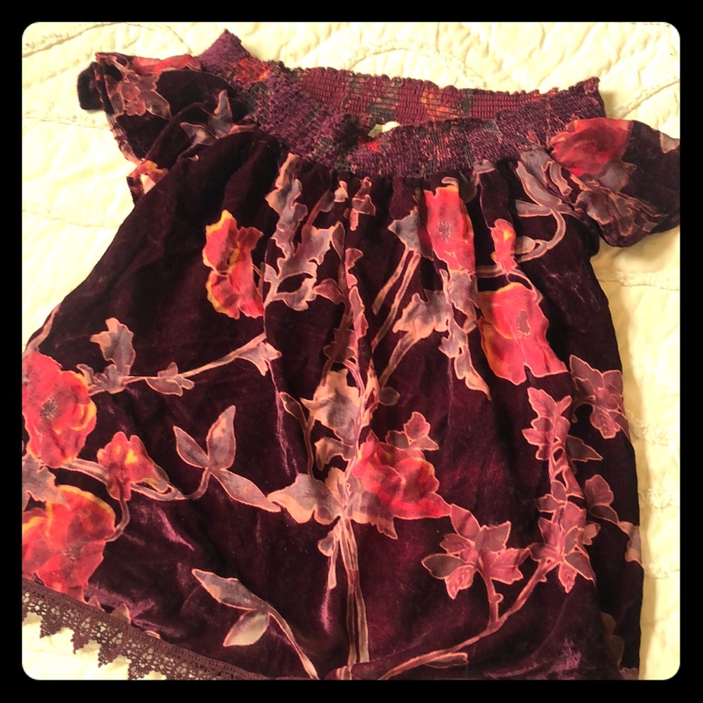 Sheer Floral Blouse with Lace Detail